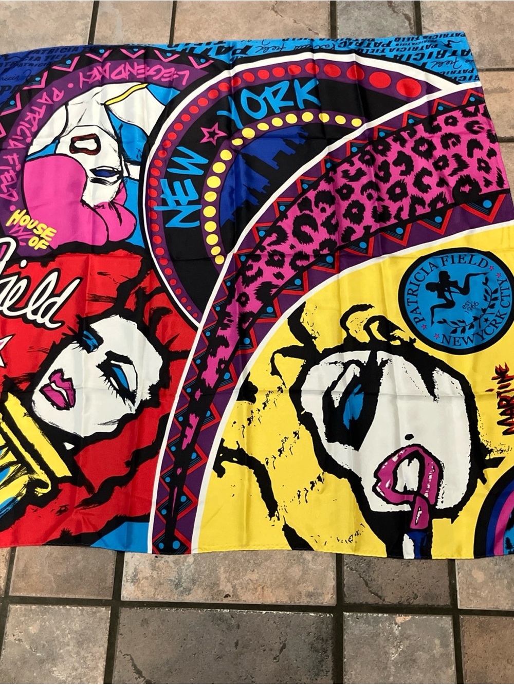 Vntg Patricia Field NYC 100% Pure Silk 34" Scarf New York City 1990s Rare NWT